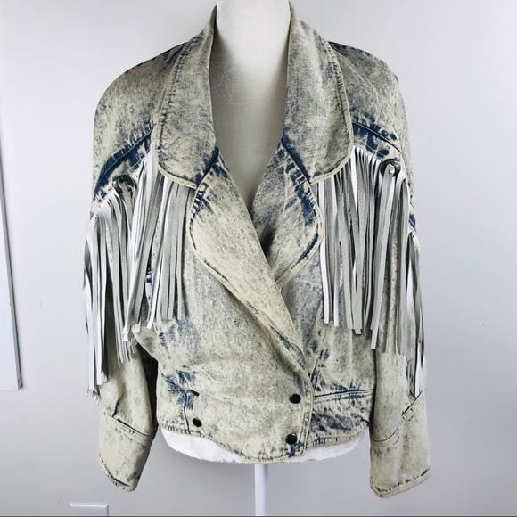 denim jacket with silver fringe